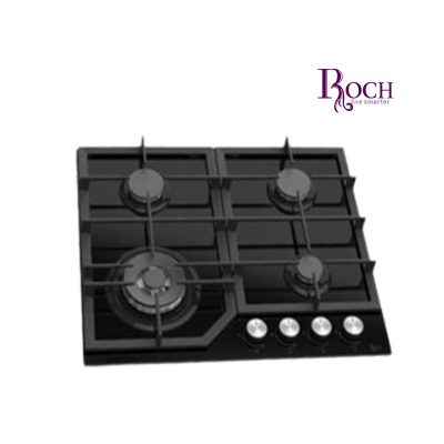 Plaque de cuisson à gaz encastrable Roch 4 feux avec verre RBH60WCFGB
