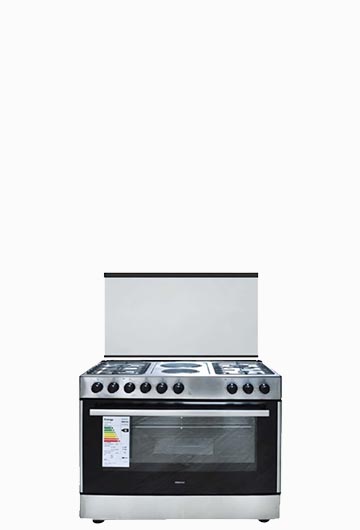 Cuisinière HAIER Mixte 4 feux à gaz+2 feux Electrique Inox