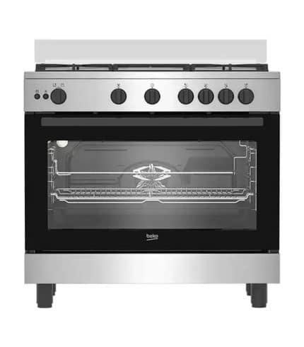 Cuisinière 5 feux à gaz BEKO autonome chaleur tournante BGGR11125GX