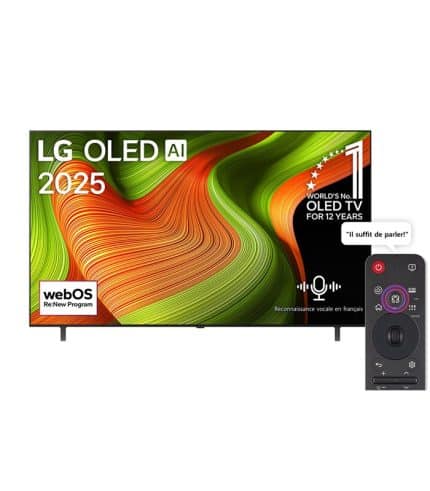 Smart TV LG OLED AI B5 4K 83 pouces 120 Hz Télécommande AI Magic Remote webOS25 2025 OLED83B56LA