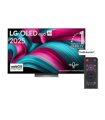 Smart TV LG OLED evo AI C5 4K 65 pouces 144 Hz Télécommande AI Magic Remote webOS25 2025 OLED65C56LA